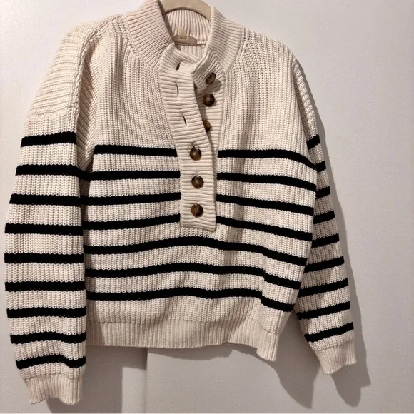 Sezane Lucas Jumper | S | ecru and navy stripe - Picture 4 of 6